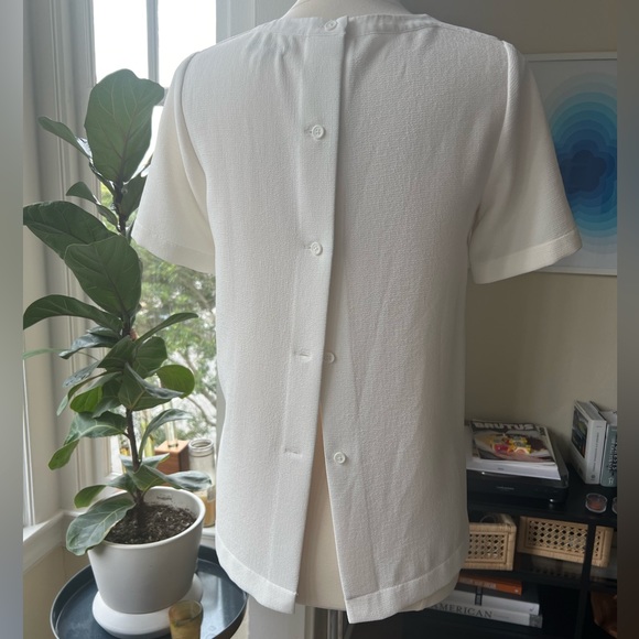 Madewell Button-Back Top S Office Style Super Flattering White Pocket Tee - Picture 2 of 5